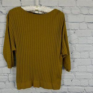 Marks and Spencer 3/4 Sleeve Ribbed Blouse, Size Small (UK), Antique Brass Color